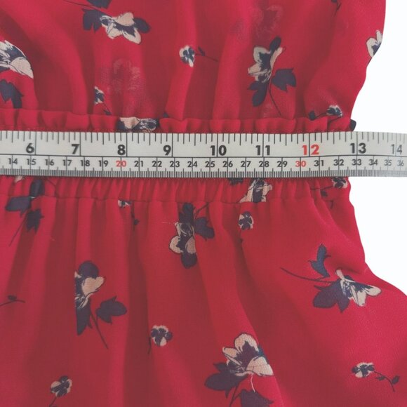 Misa Los Angeles‎ Raquel Red Floral Midi Dress Womens XS Layered Sheer Bohemian - Picture 10 of 14